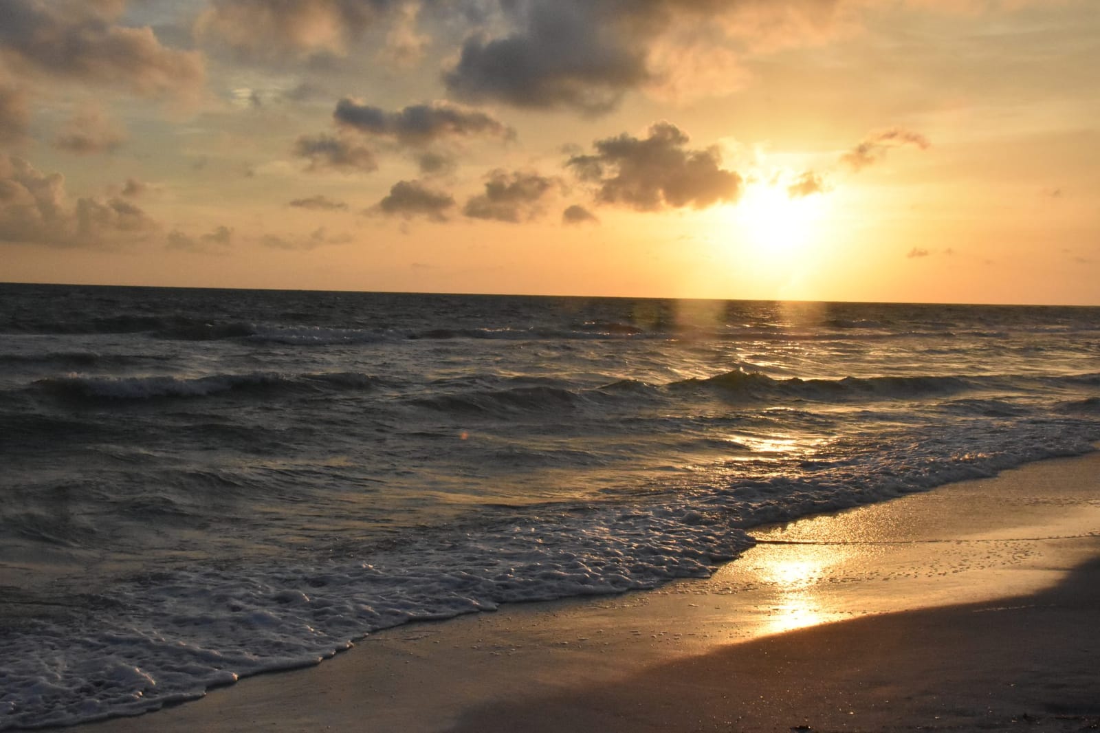 Sun setting over the Gulf of Mexico at Clearwater Beach, Florida